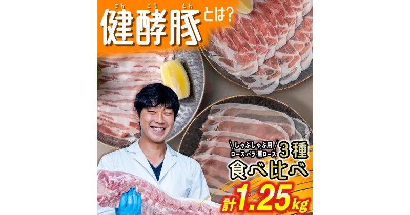 【ふるさと納税】 北海道産 ブランド 豚肉 しゃぶしゃぶ 3種 計 1.25 kg ( 250g × 5パック ) 健酵豚 ブランドポーク ロース バラ 肩ロース 食べ比べ セット お鍋 豚 肉 ポーク 酵素 旨味 うまみ うま味 冷凍 北海道 新ひだか町