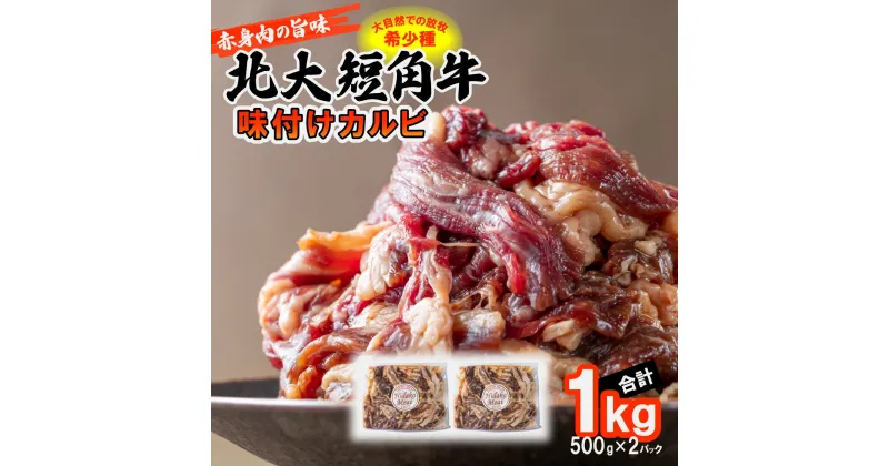 【ふるさと納税】 北海道大学 牧場 短角牛 カルビ 味付け 1kg ( 500g × 2パック ) 和牛種 日本短角牛 赤身 旨味 焼肉 牛肉 牛 肉 ビーフ 冷凍 北大 牧場 北海道 新ひだか町