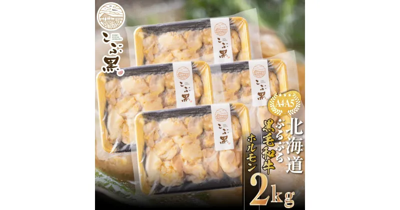 【ふるさと納税】 北海道産 黒毛和牛 こぶ黒 A5 A4 ホルモン 計 2kg ( 500g × 4パック ) 和牛 ブランド牛 牛肉 ぷるぷる もつ鍋 もつ モツ もつ煮 BBQ バーベキュー 焼肉 煮込み ブランド 牛 肉 ビーフ 冷凍 北海道 新ひだか町 ＜LC＞