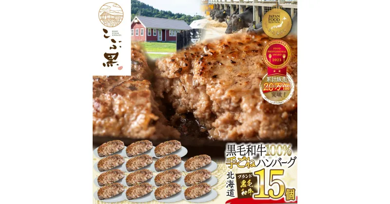 【ふるさと納税】 北海道産 黒毛和牛 こぶ黒 ハンバーグ 15個 和牛 ブランド牛 ハンバーグステーキ BBQ バーベキュー 牛肉 ブランド 牛 肉 ビーフ 黒毛 和牛 お惣菜 惣菜 冷凍 北海道 新ひだか町