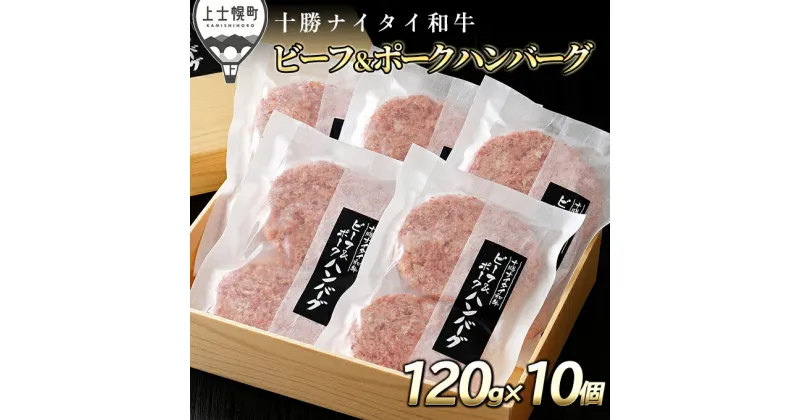 【ふるさと納税】十勝ナイタイ和牛 ビーフ&ポークハンバーグ 120g×10個 5・4等級黒毛和牛使用 北海道産 冷凍 ※オンライン申請対応