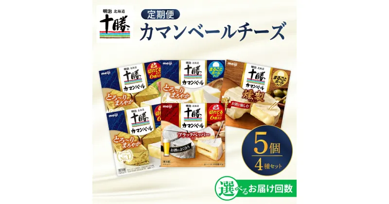 【ふるさと納税】【選べるお届け回数】 明治 北海道 十勝 チーズ カマンベール 4種 5個 セット おつまみ カマンベールチーズ ナチュラルチーズ 燻製 乳製品 食べ比べ チーズフォンデュ 詰め合わせ 定期便 毎月 隔月 3回 6回 国産 芽室町