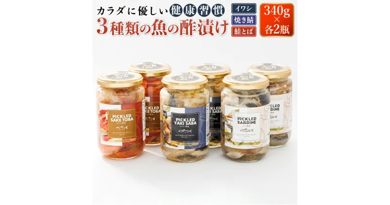 【ふるさと納税】 3種類の 魚の 酢漬け 340g×2コ 計6コ 鮭とば 焼きサバ いわし 酢漬け もう一品 おかず 釧之助の ピクルド | すぐ 届く 珍味としても 人気の 訳あり！ ワンストップ特例制度 オンライン 釧路町 釧路超 特産品