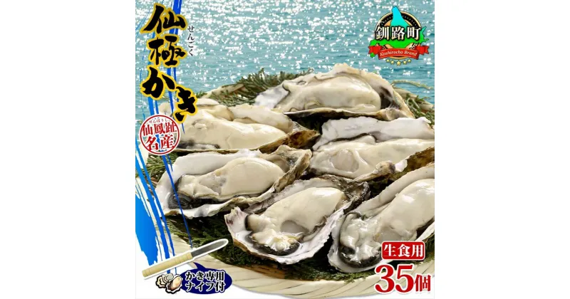 【ふるさと納税】殻付き牡蠣 仙極かき 35個 生食用 かきナイフ付 牡蠣 かき カキ 冷蔵 北海道 釧路町 ワンストップ特例制度 オンライン 釧路町 釧路超 特産品