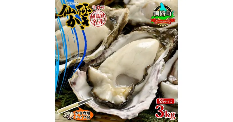 【ふるさと納税】殻付き牡蠣 仙極かき SSサイズ 3kg 生食用 かきナイフ付 牡蠣 かき カキ 冷蔵 北海道 釧路町 ワンストップ特例制度 オンライン 釧路町 釧路超 特産品