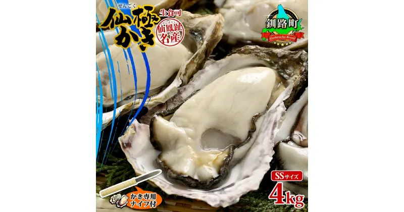 【ふるさと納税】殻付き牡蠣 仙極かき SSサイズ 4kg 生食用 かきナイフ付 牡蠣 かき カキ 冷蔵 北海道 釧路町 ワンストップ特例制度 オンライン 釧路町 釧路超 特産品