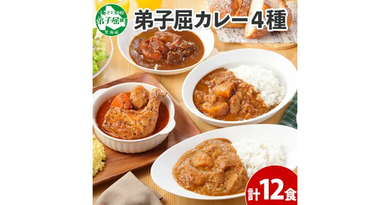 【ふるさと納税】782.カレー 4種 食べ比べ 計12個 中辛 スープカレー ビーフカレー ポークカレー 牛すじカレー じゃがいも 牛 牛肉 豚肉 肉 鳥 鶏 業務用 レトルトカレー 保存食 備蓄 まとめ買い 25000円 北海道 弟子屈町