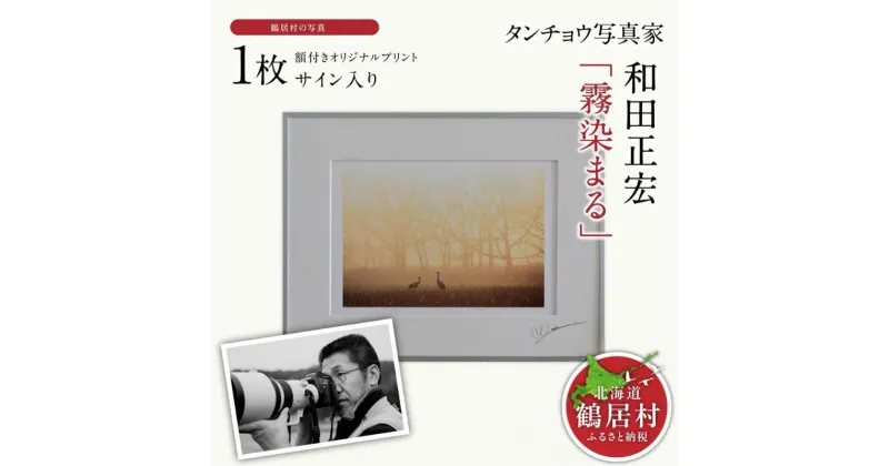 【ふるさと納税】タンチョウ 写真家 和田正宏 額付き オリジナルプリント「 霧染まる 」 (サイン入り)