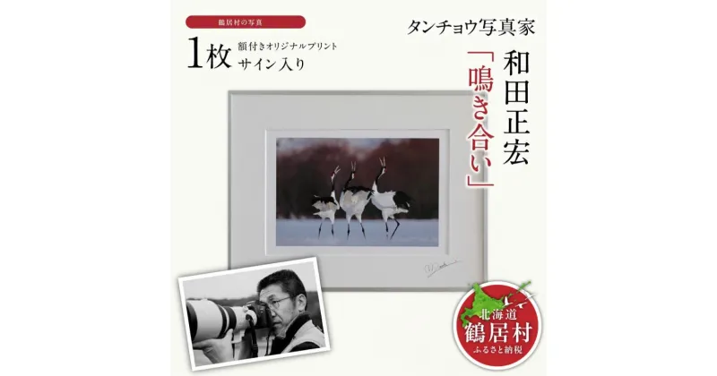 【ふるさと納税】タンチョウ 写真家 和田正宏 額付き オリジナルプリント「 鳴き合い 」(サイン入り)