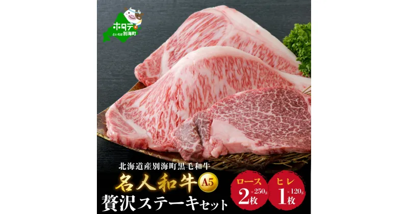 【ふるさと納税】黒毛 牛肉 A5 ステーキ セット 計 620g 北海道 別海町産 黒毛和牛「名人 和牛 」 A5クラス （ロースステーキ250g2枚、ヒレステーキ120g1枚）( ふるさと納税 ステーキ ふるさと納税 ステーキ肉 ふるさと納税 ステーキ ヒレ ふるさと納税 ステーキ 赤身 )