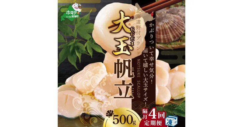 【ふるさと納税】【緊急支援品】【 年4回 ホタテ 定期便 隔月 定期 】北海道 野付産 漁協からお届け 冷凍ホタテ 貝柱 届いて嬉しい 大玉 ホタテ 500g 4回 配送 ( ふるさと納税 ほたて 定期便 定期便 ふるさと納税 帆立 定期便 ほたて貝柱 ホタテ貝柱 帆立貝柱 送料無料 )