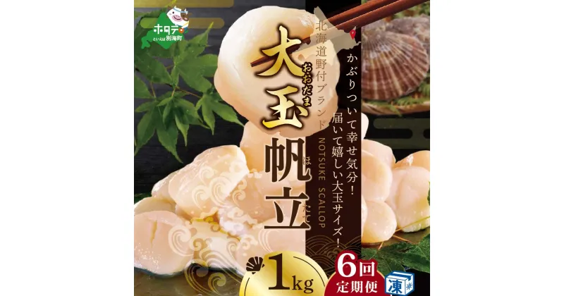 【ふるさと納税】【緊急支援品】【 年6回 ホタテ 定期便 6ヶ月 半年 定期 】北海道 野付産 漁協からお届け 冷凍ホタテ貝柱 届いて嬉しい 大玉 ホタテ 1kg 全 6回 ( ふるさと納税 ほたて 定期便 ふるさと納税 帆立 定期便 ほたて貝柱 ホタテ貝柱 帆立貝柱 送料無料 6 )