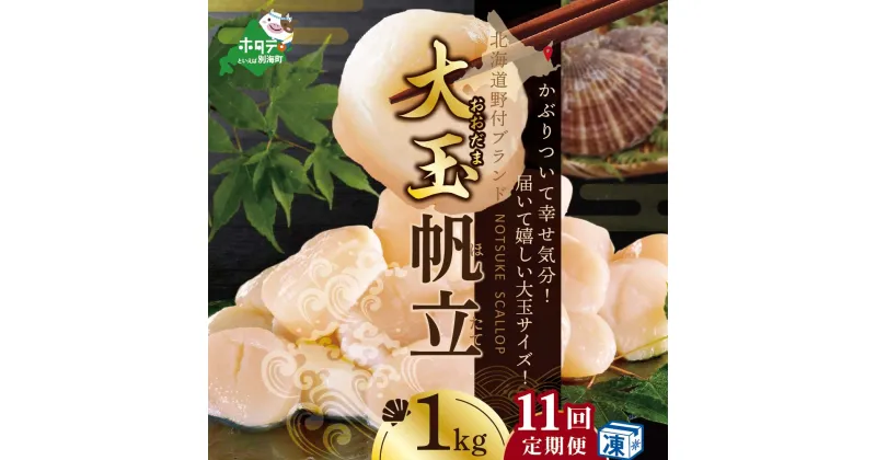 【ふるさと納税】【緊急支援品】【 年11回 ホタテ 定期便 11ヶ月 連続 】北海道 野付産 漁協からお届け 冷凍ホタテ貝柱 届いて嬉しい 大玉 ホタテ 1kg 全 11回 ( ふるさと納税 ほたて 定期便 ふるさと納税 帆立 定期便 ほたて貝柱 ホタテ貝柱 帆立貝柱 送料無料 11 )