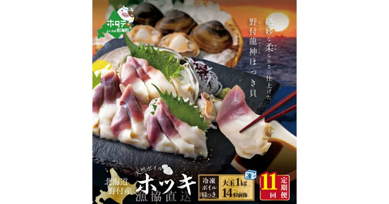 【ふるさと納税】【毎月定期便】天然ボイルほっき貝 1kg 大玉14粒前後 ×11ヶ月 北海道野付産 【漁協から直送】（ ふるさと納税 ほっき貝 定期便 ふるさと納税 ほっき 定期便 ふるさと納税 ホッキ貝 定期便 ふるさと納税 北寄 貝 定期便 ほっき 定期便 定期 春 旬 ）