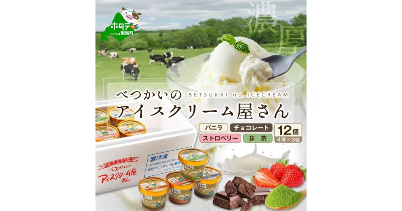 【ふるさと納税】高評価★4.92 北海道 北海道産 べつかいのアイスクリーム屋さん 120ml 12個入（4種×各3個）（ ふるさと納税 アイス 北海道 アイスクリーム 北海道 ふるさと アイス 北海道 ふるさと アイスクリーム 北海道 ふるさと納税 あいす 送料無料 訳あり ）