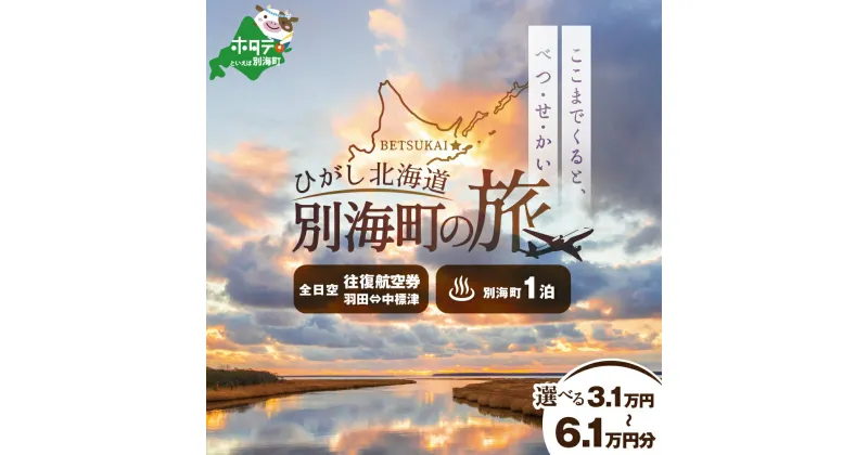 【ふるさと納税】【選べる寄附金額】ひがし北海道 別海町の旅（羽田発着 ANA往復 航空券 + 別海町 宿泊 1泊 北海道 旅行 旅行券 ホテル 旅館 宿泊券 ） 112,000円 182,000円 212,000円