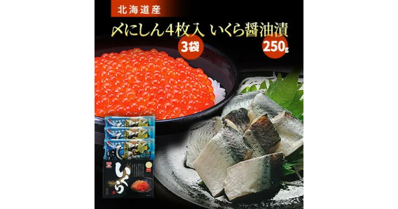 【ふるさと納税】北海道産 いくら醤油漬 250g×1箱 & 〆にしん 4枚入×3袋【配送不可地域：離島】【1385480】