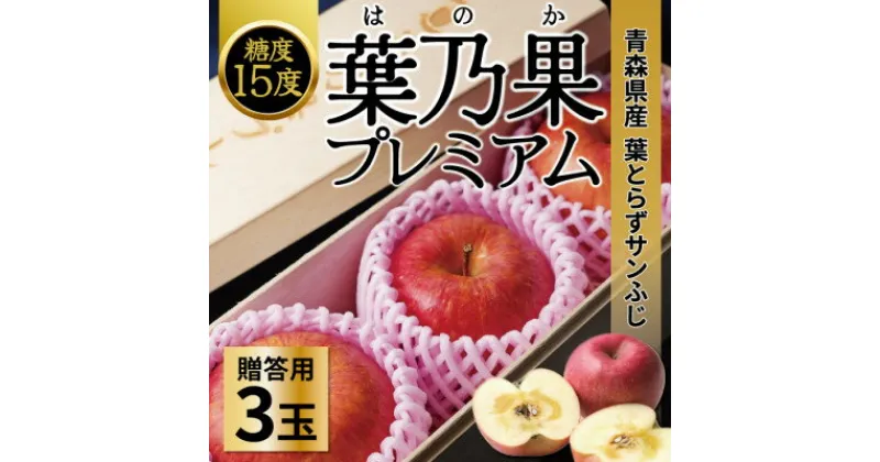 【ふるさと納税】糖度15度以上!蜜入り高級 贈答用葉とらずりんご(サンふじ) 3玉(約600～800g) 化粧箱付き【配送不可地域：離島・沖縄県】【1520643】