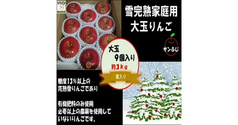 【ふるさと納税】りんご 【 数量限定 】12月発送 訳あり 雪完熟 家庭用 蜜入り 糖度13度以上 大玉 サンふじ 約3kg 9個入り【 弘前市産 青森りんご 】　果物類・林檎・りんご・リンゴ　お届け：2024年12月1日～2024年12月30日