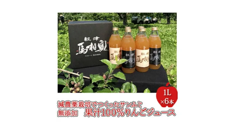 【ふるさと納税】減農薬栽培ストレート果汁100％リンゴジュース（無添加）【1L×6本】　飲料類・果汁飲料・ジュース・果物類・林檎・りんご・青森県産