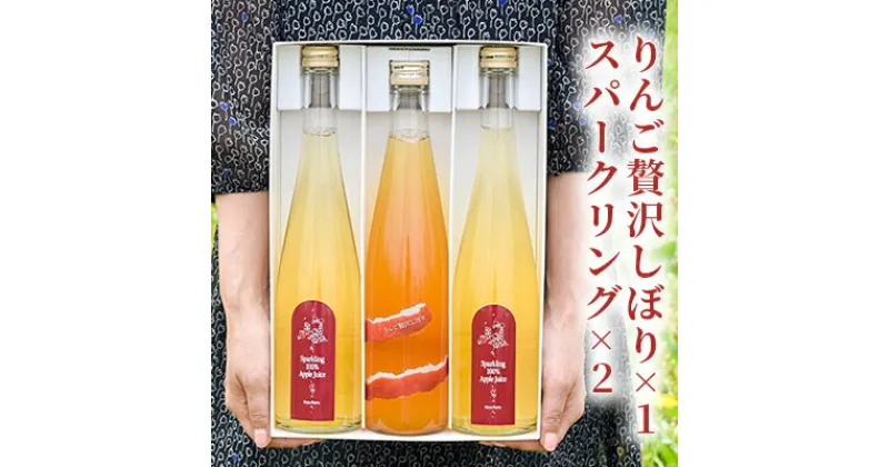 【ふるさと納税】りんご贅沢しぼり×1　スパークリング×2　 飲料類 果汁飲料 飲み物 リンゴジュース アップルジュース 炭酸飲料 果汁100％ 飲み比べ