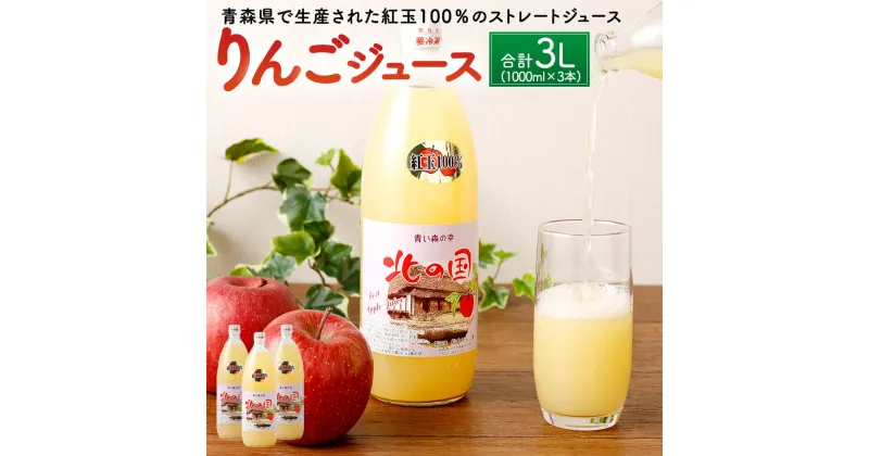 【ふるさと納税】りんごジュース 1000ml×3本 計3L 人気コンテストナンバーワンセット 飲料 果汁100％ ストレート 林檎 紅玉 果物 国産 青森産 送料無料