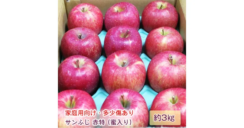 【ふるさと納税】[家庭用向け・多少傷あり] サンふじ りんご 赤特(蜜入り) 約3kg(12玉)｜青森産 つがる 津軽 リンゴ 林檎 果物 フルーツ サンフジ 2024年 令和6年 [0717]