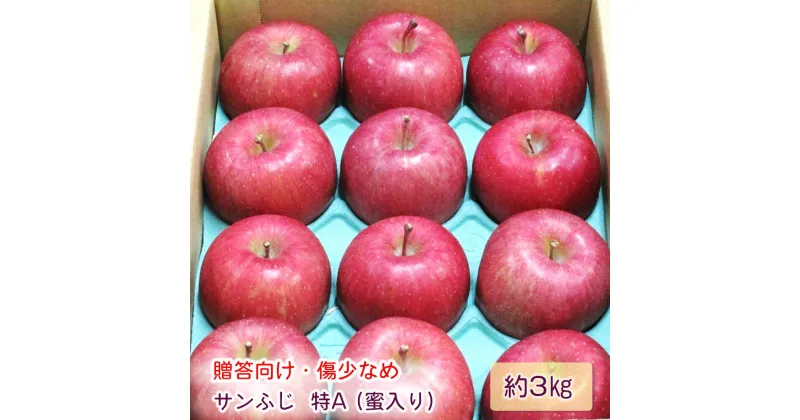 【ふるさと納税】[贈答向け・傷少なめ] サンふじ りんご 特A(蜜入り) 約3kg(12玉)｜青森産 つがる 津軽 リンゴ 林檎 果物 フルーツ サンフジ 2024年 令和6年 [0719]