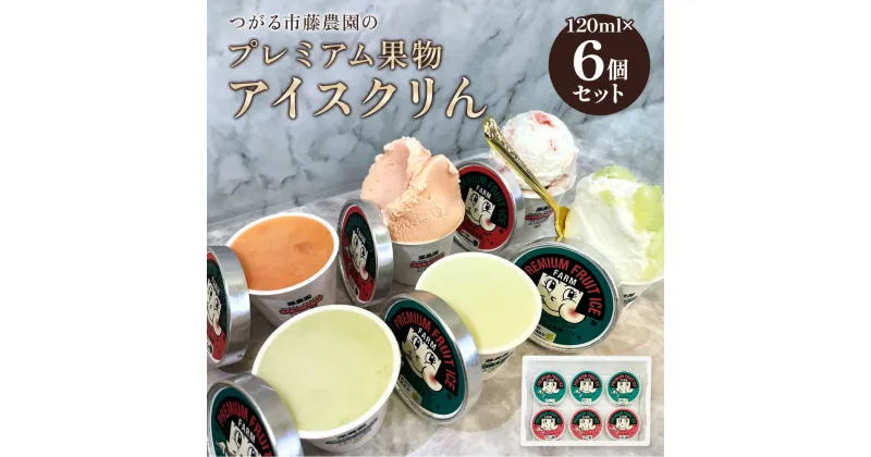 【ふるさと納税】藤農園のプレミアム果物アイスクリん 120ml×6個セット｜アイス ジェラート 果物 スイカ メロン つがる 特産 プレミアム おやつ スイーツ デザート 農福連携 [0635]