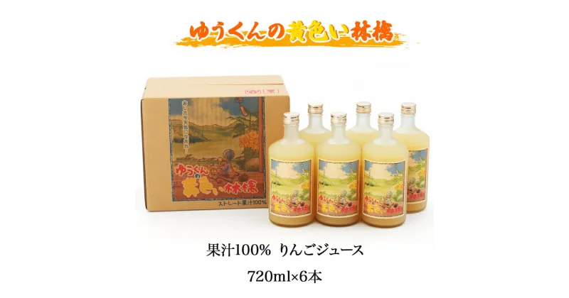 【ふるさと納税】ゆうくんの黄色い林檎6本入り (果汁100% りんごジュース 720ml×6本瓶入り)｜青森産 津軽 つがる リンゴ 王林 飲料 瓶ジュース [0696]