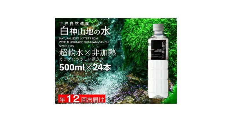 【ふるさと納税】年12回お届け！！ 白神山地の水 500ml×24本 定期便 ナチュラルウォーター 飲料水 軟水 超軟水 非加熱 弱酸性 湧水 湧き水 水 ウォーター ペットボトル 青森県 鰺ヶ沢町 国産　定期便・飲料類・水・ミネラルウォーター・お水・12ヶ月・12回・1年