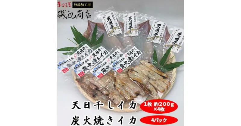 【ふるさと納税】イカ 生干しイカ 4枚（1枚約200g×4枚） 炭火焼きイカ 4パック いか セット 干物 干物セット するめ スルメ スルメイカ 海鮮 魚介類 魚介 海産物 惣菜 青森県 鰺ヶ沢町 ※ご入金確認後 3ヶ月以内の発送になります。　 青森県鰺ヶ沢町