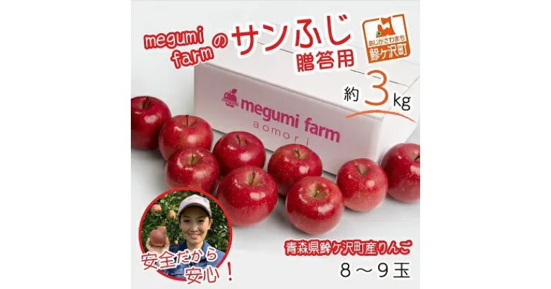 【ふるさと納税】りんご 青森 贈答用 サンふじ リンゴ 約 3kg (8～9玉) 青森県 鰺ヶ沢町産 megumi farm フルーツ 果物 果物類 贈答 ギフト 白神山地 林檎 サンフジ ふじ 2024　 鰺ヶ沢町 　お届け：2024年11月下旬から12月15日 順次発送