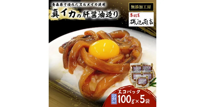 【ふるさと納税】真イカの肝醤油造り エコパック 100g×5袋 セット 珍味 イカ いか おつまみ 詰め合わせ おつまみセット ごはんのお供 ご飯のお供 海鮮 魚介類 魚介 海産物 加工食品 ※ご入金確認後 3ヶ月以内の発送になります。　 青森県鰺ヶ沢町