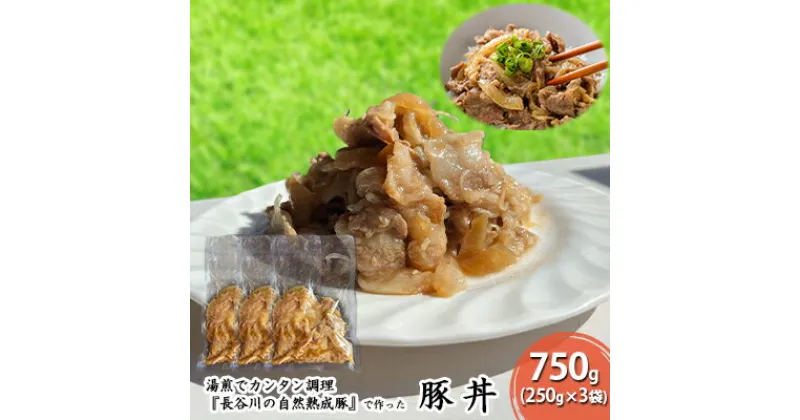 【ふるさと納税】豚丼 750g (250g×3袋) 長谷川の自然熟成豚 湯煎 湯せん おかず 惣菜 レトルト レトルト食品 簡単調理 豚 ぶた ブタ 豚肉 肉 お肉 キャンプ アウトドア キャンプ飯 青森 青森県　鯵ヶ沢町