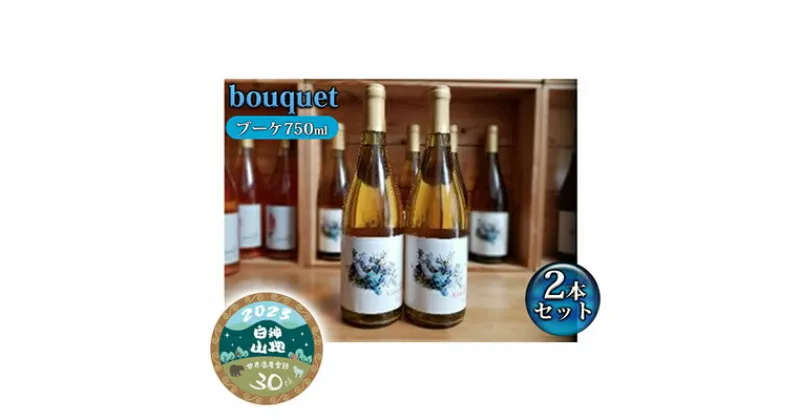 【ふるさと納税】B-19 bouquet（ブーケ750ml）2本セット　お酒 ワイン ワイナリー 酸味 青デラウェア 甘味 完熟 デラウェア 2種 ブレンド 低温発酵 葡萄 果実 白神山地 記念 贈り物