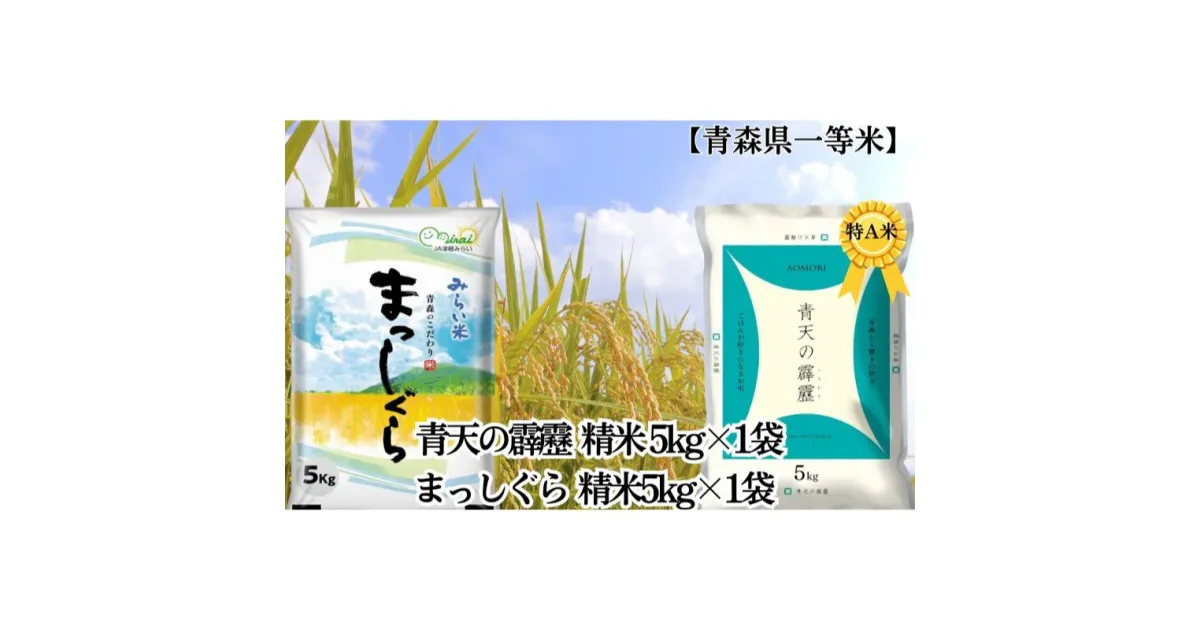 【ふるさと納税】「令和5年産」青天の霹靂 精米5kg×1袋・まっしぐら 精米5kg×1袋 計10kg【青森県産 一等米】　お米・青森県産