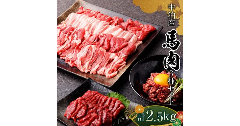 【ふるさと納税】馬肉 焼肉用 約1kg＆馬刺し 約1kg＆馬肉ユッケ 約500g セットB 合計2.5kg （タレ付き）中泊町産 【青海建設 肉や】 ユッケ 馬 新鮮 国産 やきにく 焼肉 刺身 肉 3種セット F6N-083