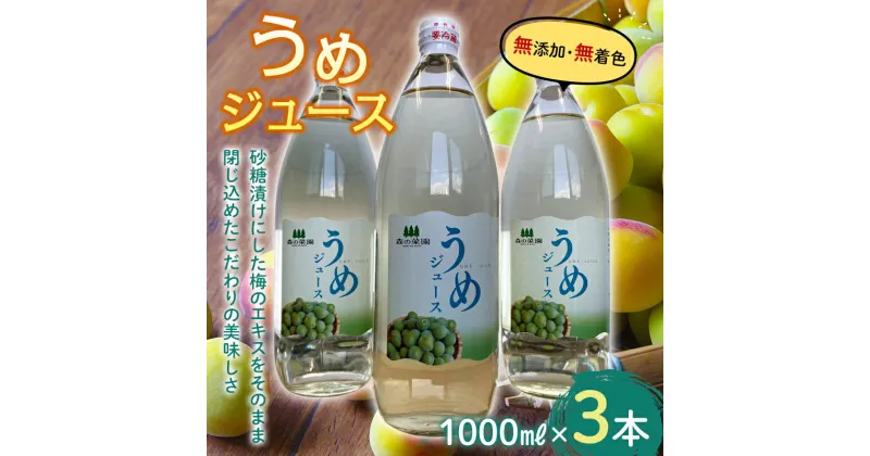 【ふるさと納税】うめジュース (1000ml瓶×3本) 【森の菜園】 フルーツ王国 梅 ウメ うめ ウメジュース 梅ジュース 青森 南部町 三戸 南部 1L 1ℓ 豊後梅 セット F21U-196