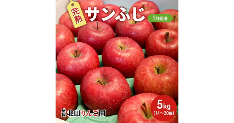 【ふるさと納税】【1月発送】盛岡 北田りんご園 完熟サンふじ 約5kg（14～20玉）　 果物類 フルーツ デザート 果汁 甘い 酸味 バランス 完熟 人気 美味しい 高糖度 　お届け：2025年1月1日～2025年1月31日