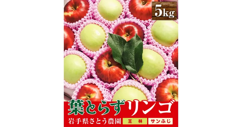 【ふるさと納税】さとう農園の葉とらずリンゴ　ミックス（王林/サンふじ）　5kg　 果物類 美味しい 生産 大人気 果汁 果肉 歯ごたえ ジューシー 食感 絶品 高糖度 蜜 甘い 食べ比べ 　お届け：2024年12月中旬～2025年1月下旬