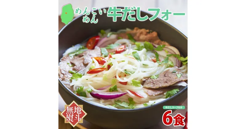 【ふるさと納税】無地熨斗 盛岡 めんこいめん 牛だしフォー 6食 グルテンフリー 米粉 麺 グルメ お取り寄せ ギフト お土産 手土産 ご当地 プレゼント ラーメン ベトナム 料理 めんこい 熨斗 のし 名入れ不可 送料無料 岩手県 盛岡市　盛岡市