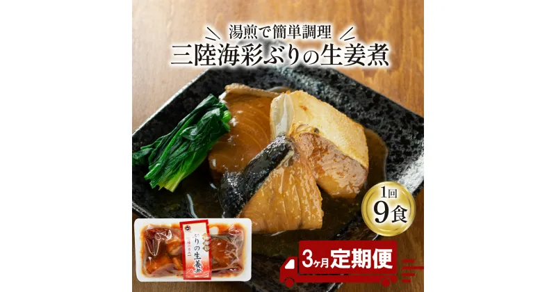 【ふるさと納税】 【 定期便 3ヶ月 】 ぶり 生姜煮 計27パック ( 9パック × 3回 ) ブリ 鰤 惣菜 常備食 常温保存可能 電子レンジ 簡単調理 レトルト 常温 三陸海彩 簡単調理のお惣菜