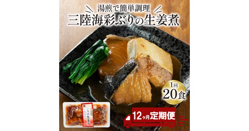 【ふるさと納税】 【 定期便 12ヶ月 】 ぶり 生姜煮 計240パック ( 20パック × 12回 ) ブリ 鰤 惣菜 常備食 常温保存可能 電子レンジ 簡単調理 レトルト 常温 三陸海彩 簡単調理のお惣菜