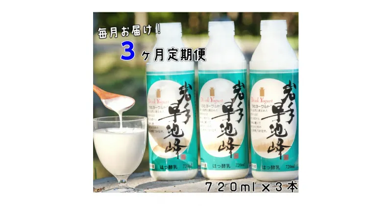 【ふるさと納税】《定期便3ヶ月》岩手早池峰 のむ ヨーグルト 720ml×3本セット ギフト 生きた乳酸菌 免疫力 アップ 保存料不使用