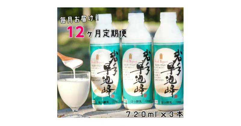 【ふるさと納税】《定期便12ヶ月》岩手早池峰 のむ ヨーグルト 720ml×3本セット ギフト 生きた乳酸菌 免疫力 アップ　保存料不使用