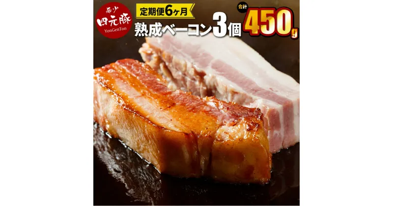 【ふるさと納税】 【6カ月定期便】岩手県産 四元豚 熟成ベーコンブロック150g×3個 【GIFTON】 ギフト お肉 豚肉 贈答